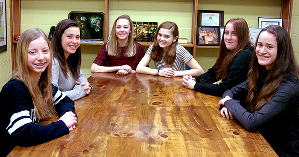 Regional winners of the Verizon Innovative App Challenge, from left to right: Olivia Reiskin, Lili Platt, Lily Carleu, Amelia Allen, Sarah Sinnott and Amelia Tarno. Photo: Tracy Brannstrom